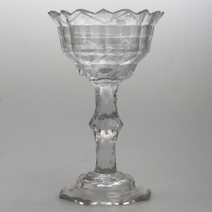 A very fine & large antique Georgian facet cut glass stem Sweetmeat C.18thC