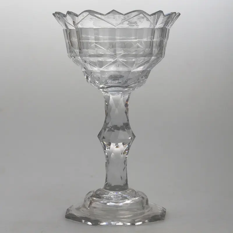 A very fine & large antique Georgian facet cut glass stem Sweetmeat C.18thC