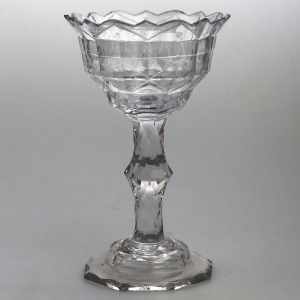 A very fine & large antique Georgian facet cut glass stem Sweetmeat C.18thC