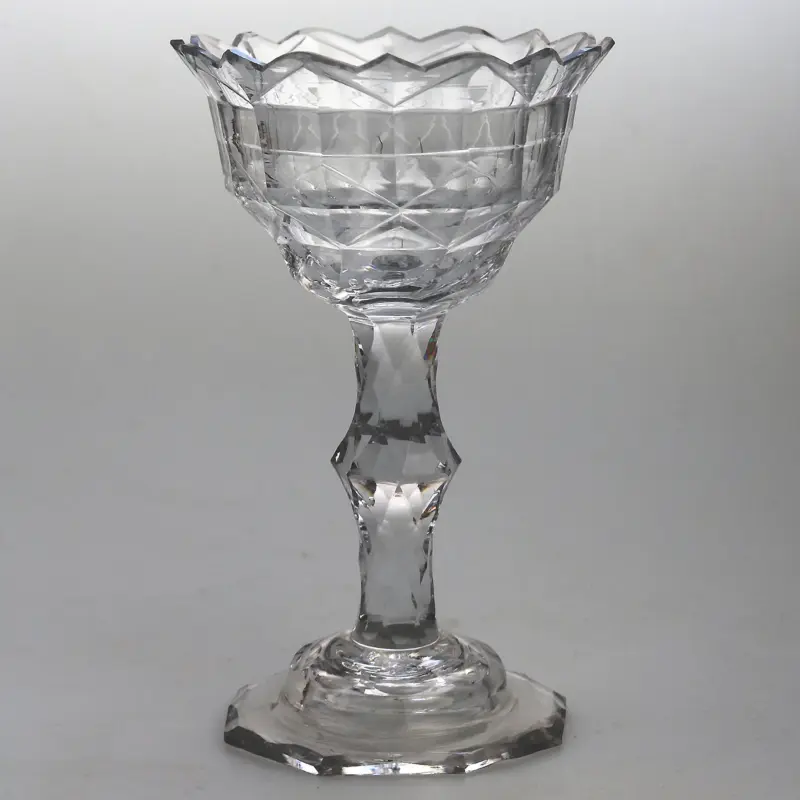 A very fine & large antique Georgian facet cut glass stem Sweetmeat C.18thC