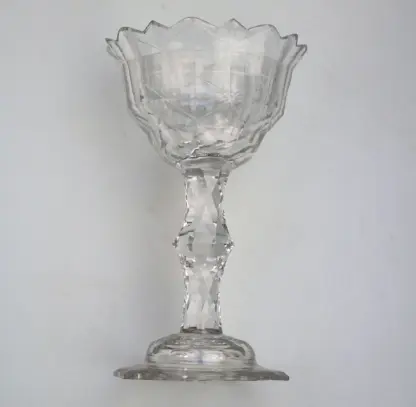 A very fine & large antique Georgian facet cut glass stem Sweetmeat C.18thC - Image 4