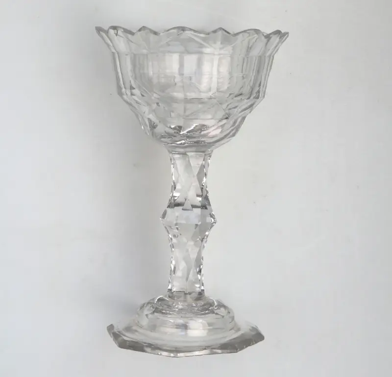 A very fine & large antique Georgian facet cut glass stem Sweetmeat C.18thC
