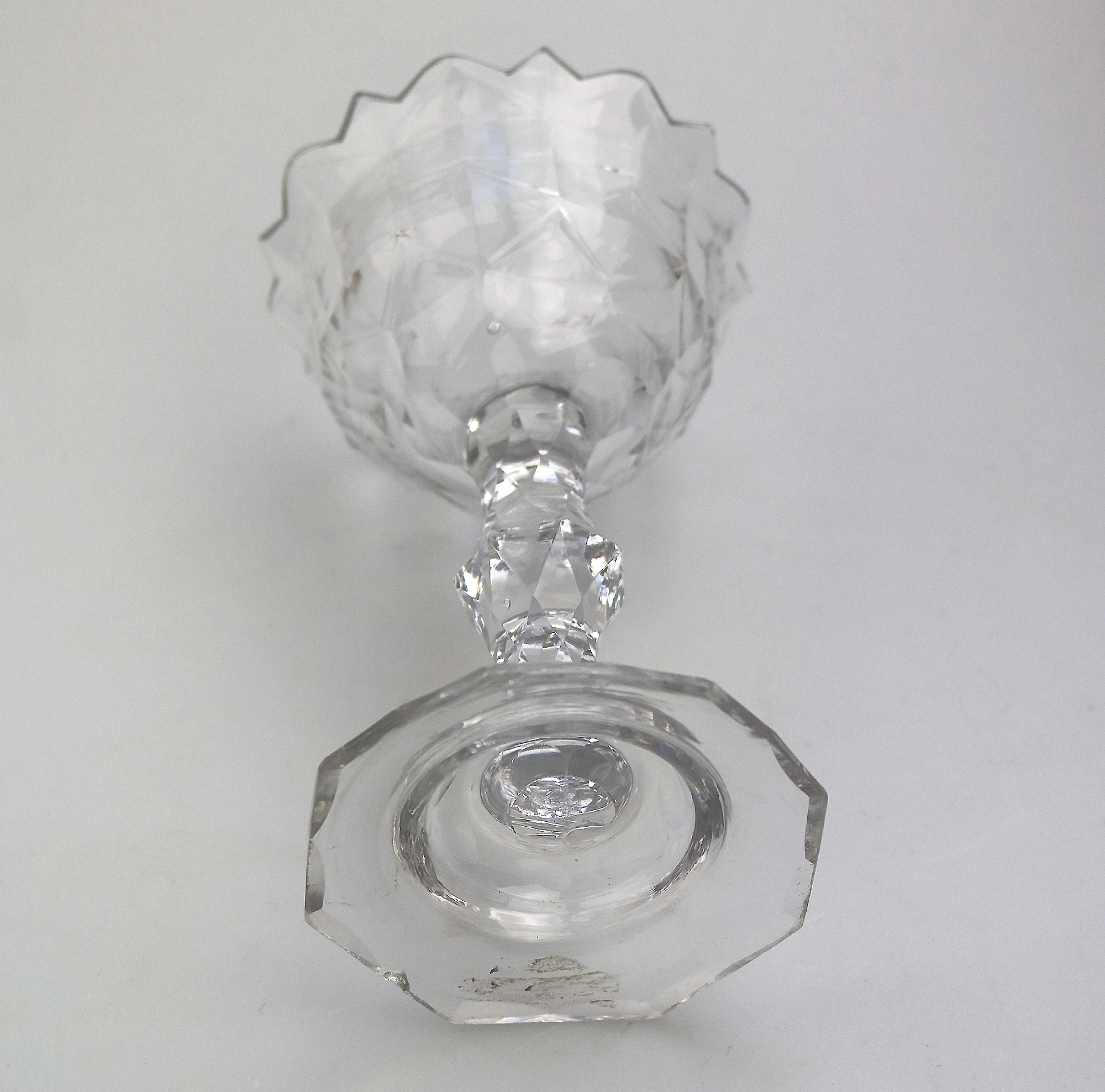 A very fine & large antique Georgian facet cut glass stem Sweetmeat C.18thC