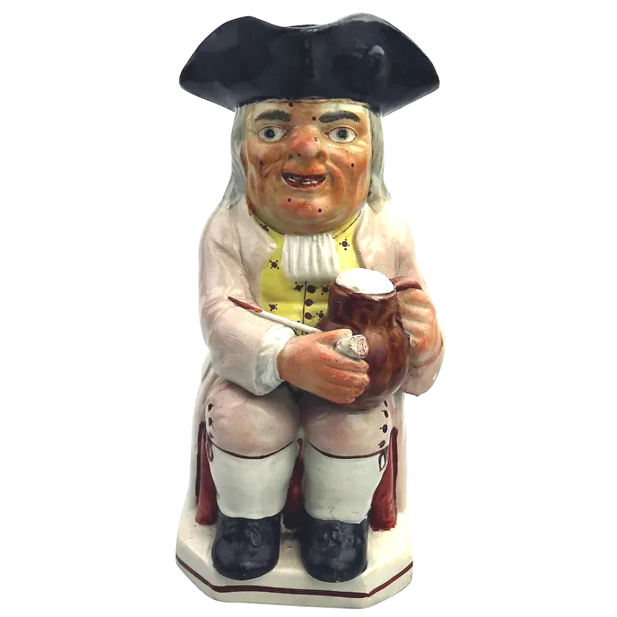 A very good antique Georgian pottery Staffordshire Enoch Wood type Toby Jug C.1810