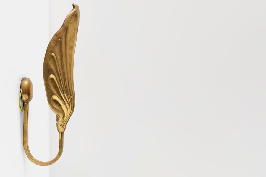 Tommaso Barbi – Gold Brass Leaf Wall Lamp 20th Century
