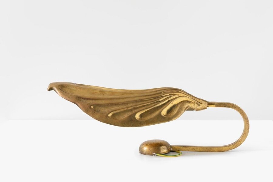 Tommaso Barbi – Gold Brass Leaf Wall Lamp 20th Century