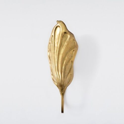 Tommaso Barbi – Gold Brass Leaf Wall Lamp 20th Century