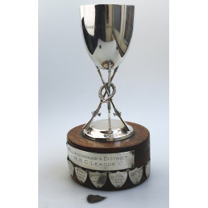 A large novelty silver plate Sporting Stacked Rifles Shooting Trophy C.1940-50