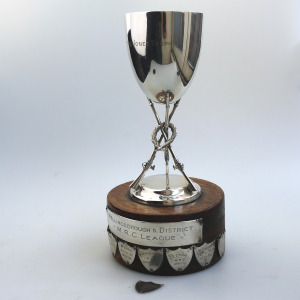 A large novelty silver plate Sporting Stacked Rifles Shooting Trophy C.1940-50