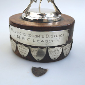 A large novelty silver plate Sporting Stacked Rifles Shooting Trophy C.1940-50