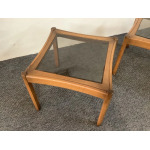 Two Ercol Saville Glass Top Occasional Coffee Tables.
