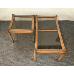 Two Ercol Saville Glass Top Occasional Coffee Tables.