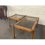 Two Ercol Saville Glass Top Occasional Coffee Tables.