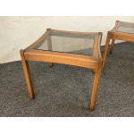 Two Ercol Saville Glass Top Occasional Coffee Tables.