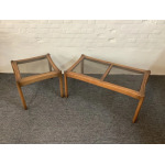 Two Ercol Saville Glass Top Occasional Coffee Tables.
