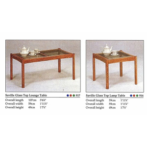 Two Ercol Saville Glass Top Occasional Coffee Tables.