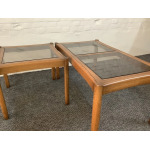 Two Ercol Saville Glass Top Occasional Coffee Tables.