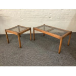 Two Ercol Saville Glass Top Occasional Coffee Tables.