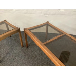 Two Ercol Saville Glass Top Occasional Coffee Tables.