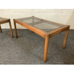 Two Ercol Saville Glass Top Occasional Coffee Tables.
