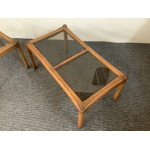 Two Ercol Saville Glass Top Occasional Coffee Tables.