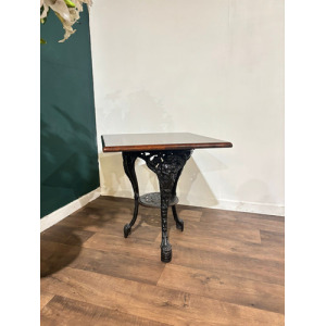 Victorian Cast Iron Pub Table With Mahogany Top