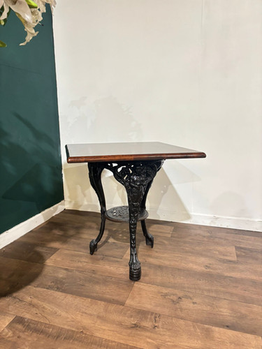 Victorian Cast Iron Pub Table With Mahogany Top