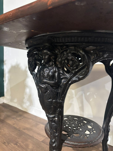 Victorian Cast Iron Pub Table With Mahogany Top