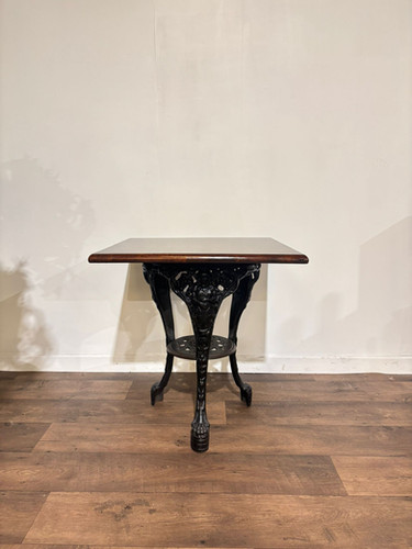 Victorian Cast Iron Pub Table With Mahogany Top