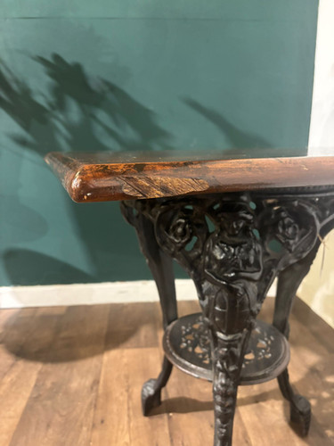 Victorian Cast Iron Pub Table With Mahogany Top