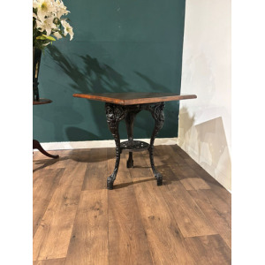 Victorian Cast Iron Pub Table With Mahogany Top