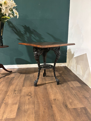 Victorian Cast Iron Pub Table With Mahogany Top