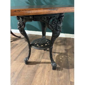 Victorian Cast Iron Pub Table With Mahogany Top