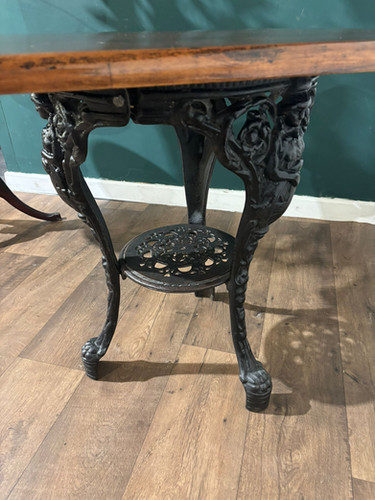 Victorian Cast Iron Pub Table With Mahogany Top