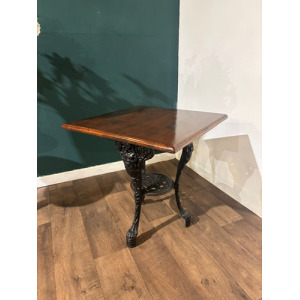 Victorian Cast Iron Pub Table With Mahogany Top
