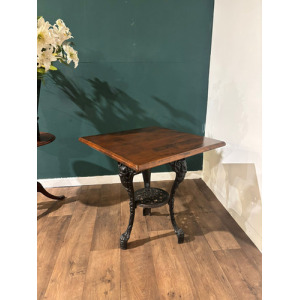 Victorian Cast Iron Pub Table With Mahogany Top