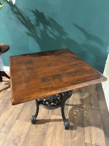 Victorian Cast Iron Pub Table With Mahogany Top