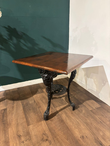 Victorian Cast Iron Pub Table With Mahogany Top