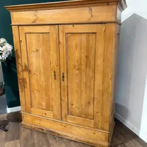 Victorian French Stripped Pine 2 Door Large Hall Cupboard