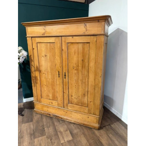 Victorian French Stripped Pine 2 Door Large Hall Cupboard