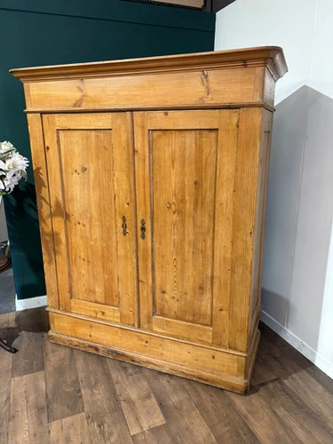 Victorian French Stripped Pine 2 Door Large Hall Cupboard
