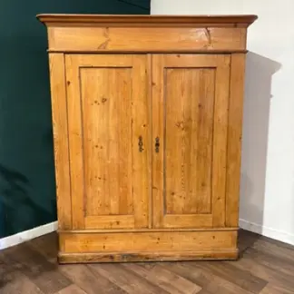 Victorian French Stripped Pine 2 Door Large Hall Cupboard