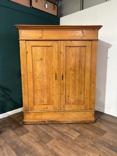 Victorian French Stripped Pine 2 Door Large Hall Cupboard