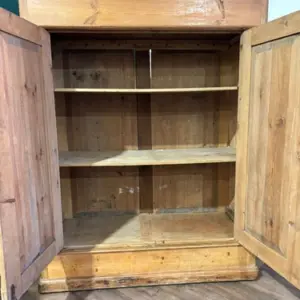 Victorian French Stripped Pine 2 Door Large Hall Cupboard