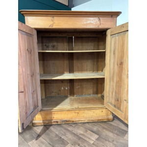 Victorian French Stripped Pine 2 Door Large Hall Cupboard