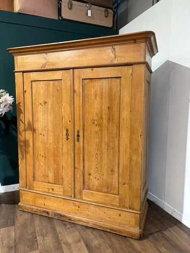 Victorian French Stripped Pine 2 Door Large Hall Cupboard