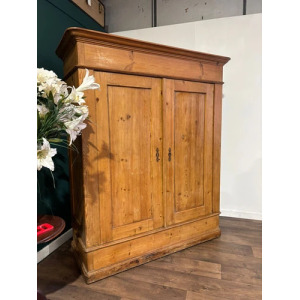 Victorian French Stripped Pine 2 Door Large Hall Cupboard