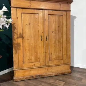 Victorian French Stripped Pine 2 Door Large Hall Cupboard