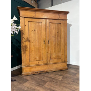 Victorian French Stripped Pine 2 Door Large Hall Cupboard