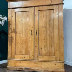Victorian French Stripped Pine 2 Door Large Hall Cupboard